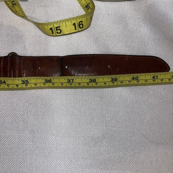Polo Ralph Lauren Men’s Leather, Brass, and Canvas Belt, Size 38” Made In USA - Picture 10 of 13